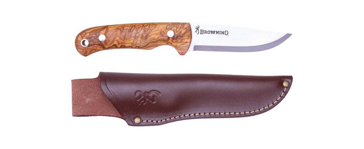 Browning Knife Bjorn Fixed Olive, Leather Sheath 10cm