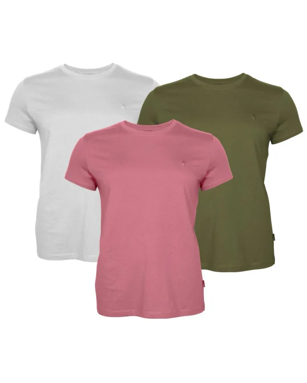 Pinewood 3-Pack T-Shirt Dam White/Pine/Lantana