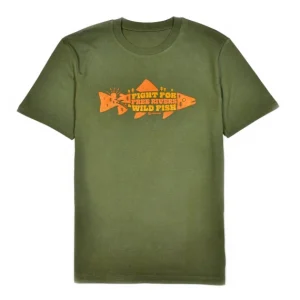 Frödinflies ‘Free Rivers & Wild Fish’ T-Shirt - Kahki green